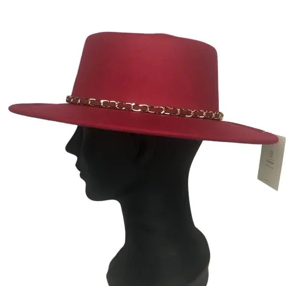 Riah Fashion Red Boater Hat - Picture 6 of 10